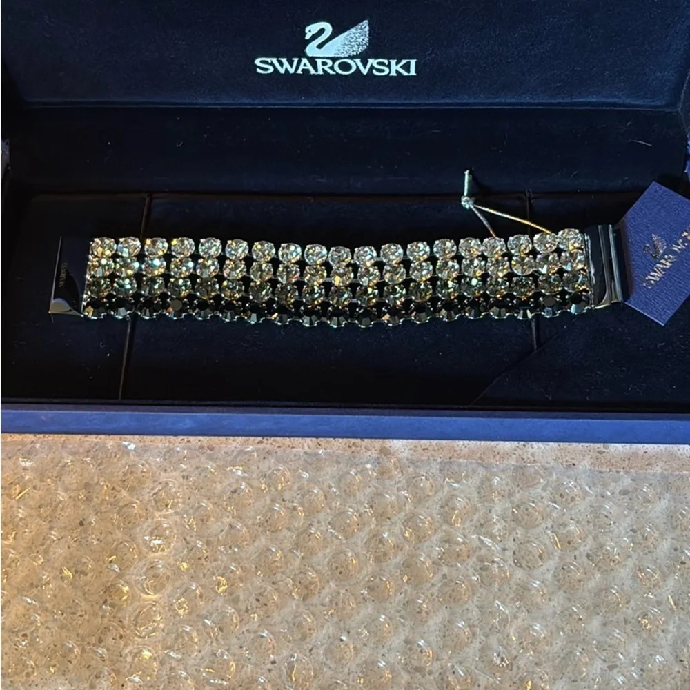 Authentic Swarovski Black Crystal Multi-Row Bracelet - Picture 4 of 5